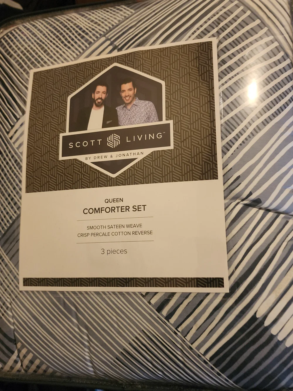 Scott Living Queen Comforter Set - Navy and White Stripes